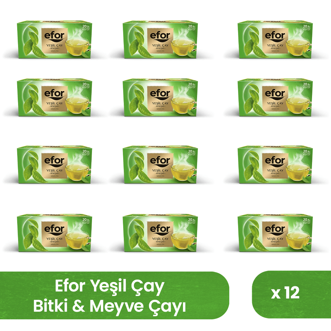 Efor Sade Yeşil çay Bardak Poşet Bitki Ve Meyve Çayı 20 Li X 12 Adet