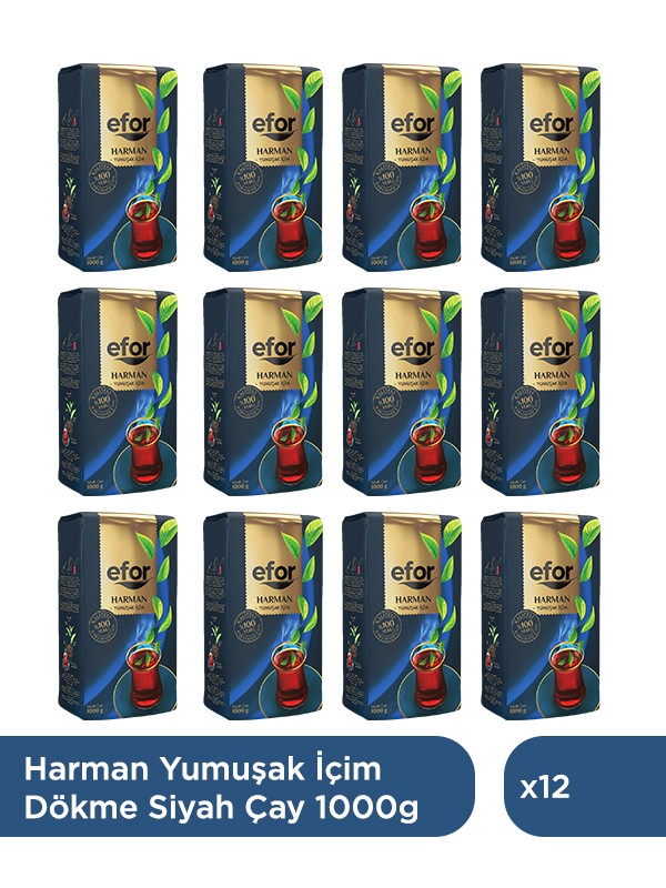  Harman Siyah Dökme Çay 1.000 Gr X 12 Adet