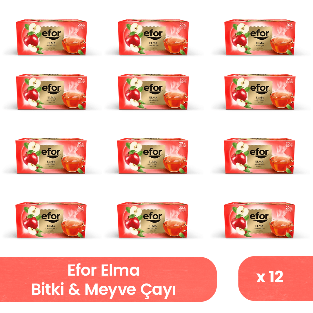 Efor Elma Bardak Poşet Bitki Ve Meyve Çayı 20 Li X 12 Adet