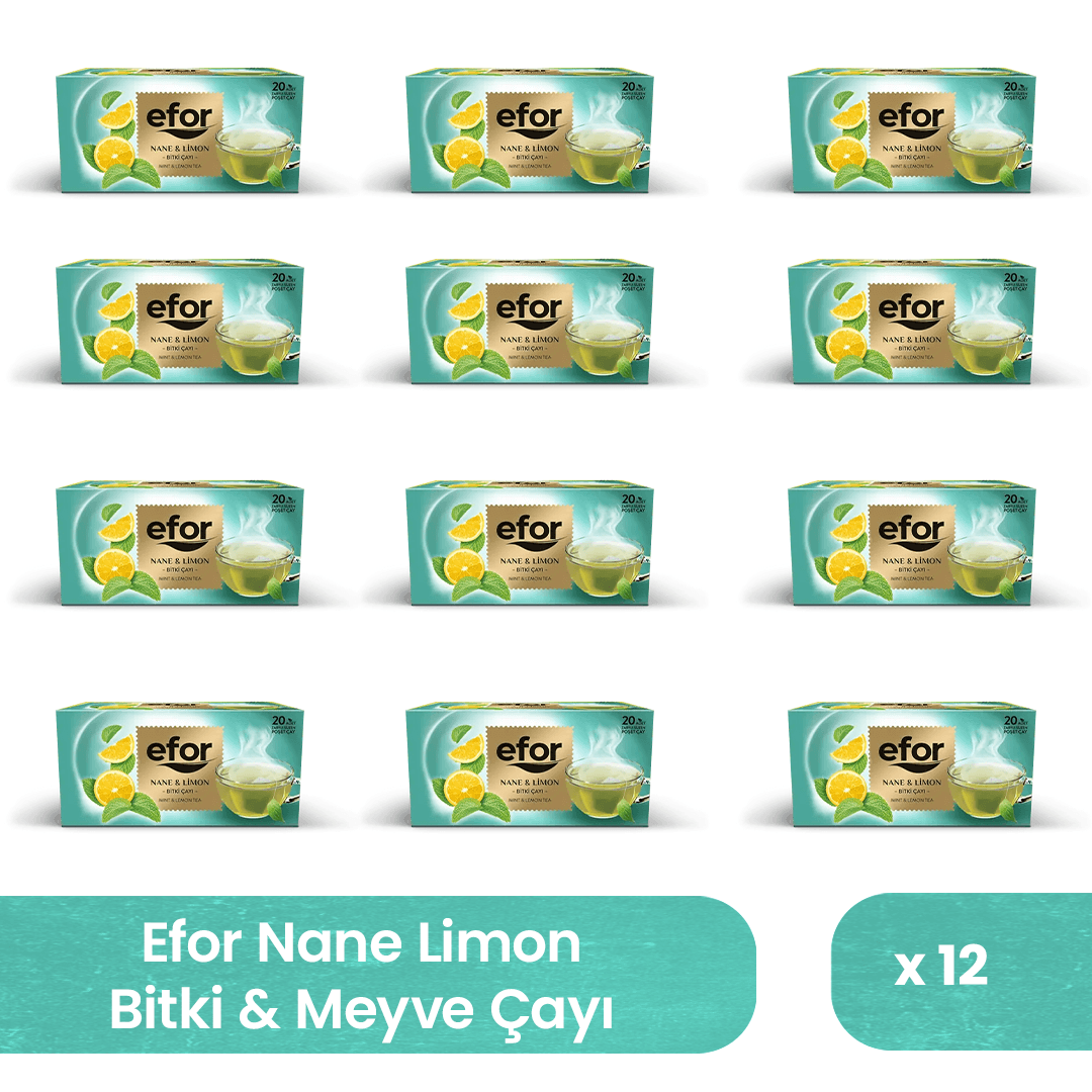 Efor Nane Limon Bardak Poşet Bitki Ve Meyve Çayı 20 Li X 12 Adet