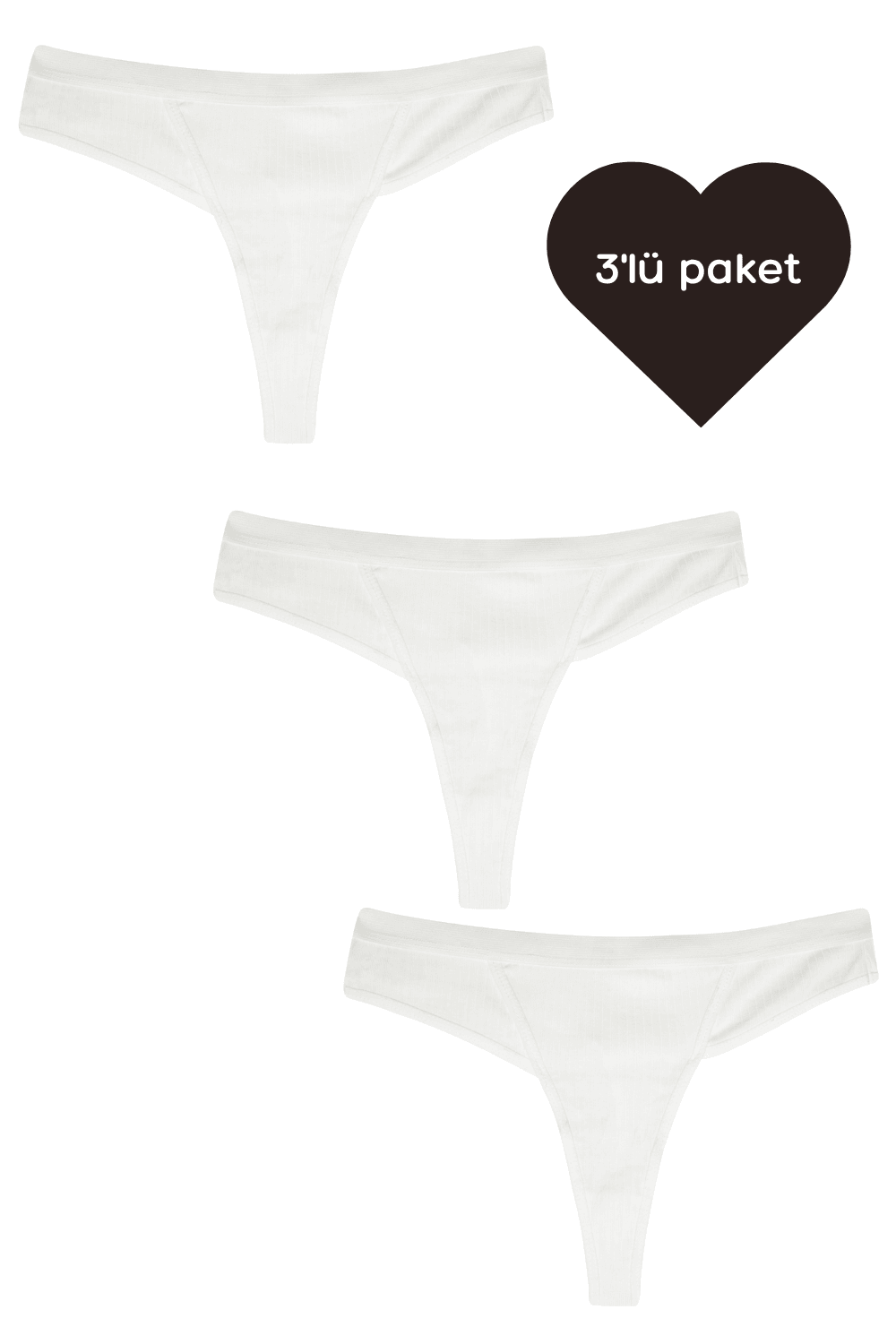 Spor Tanga - 3'lü paket - Beyaz