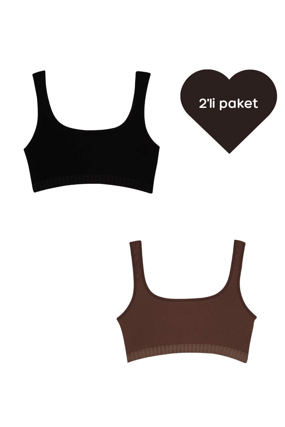 Crop - 2'li paket - Siyah , Kahverengi