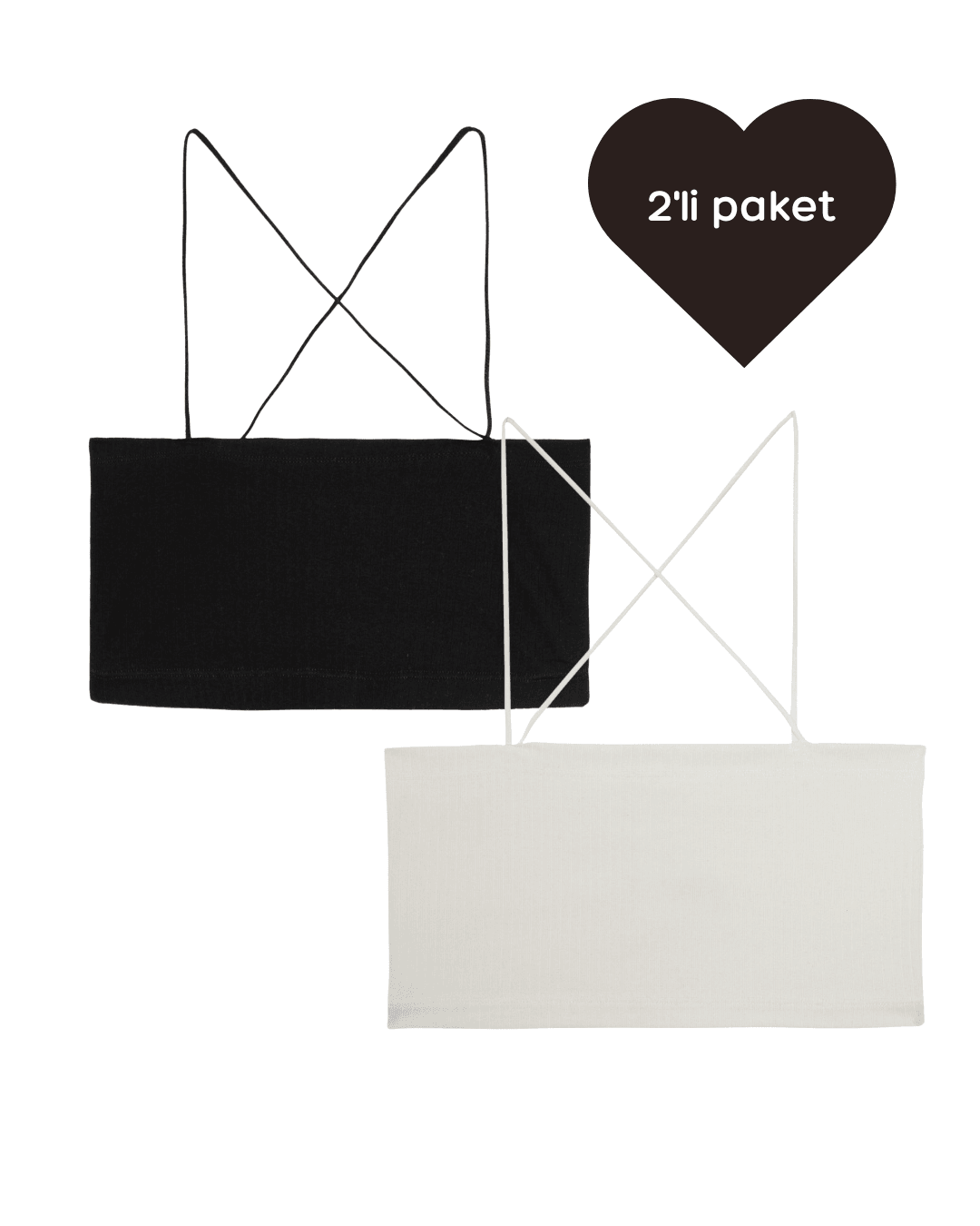 Spaghetti Strap Bralette - 2 pack - black,white