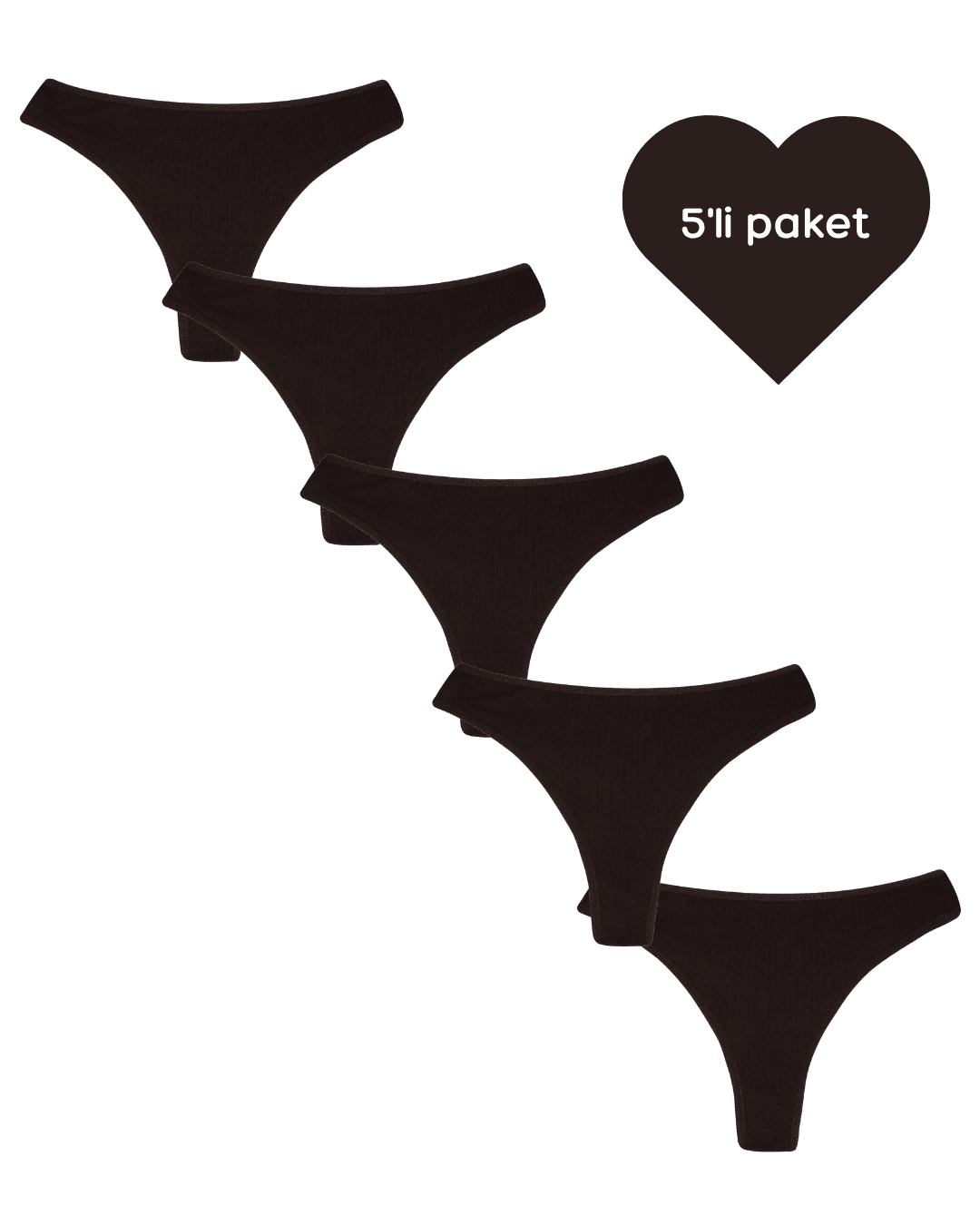 Tanga - 5'li paket - Koyu Kahverengi