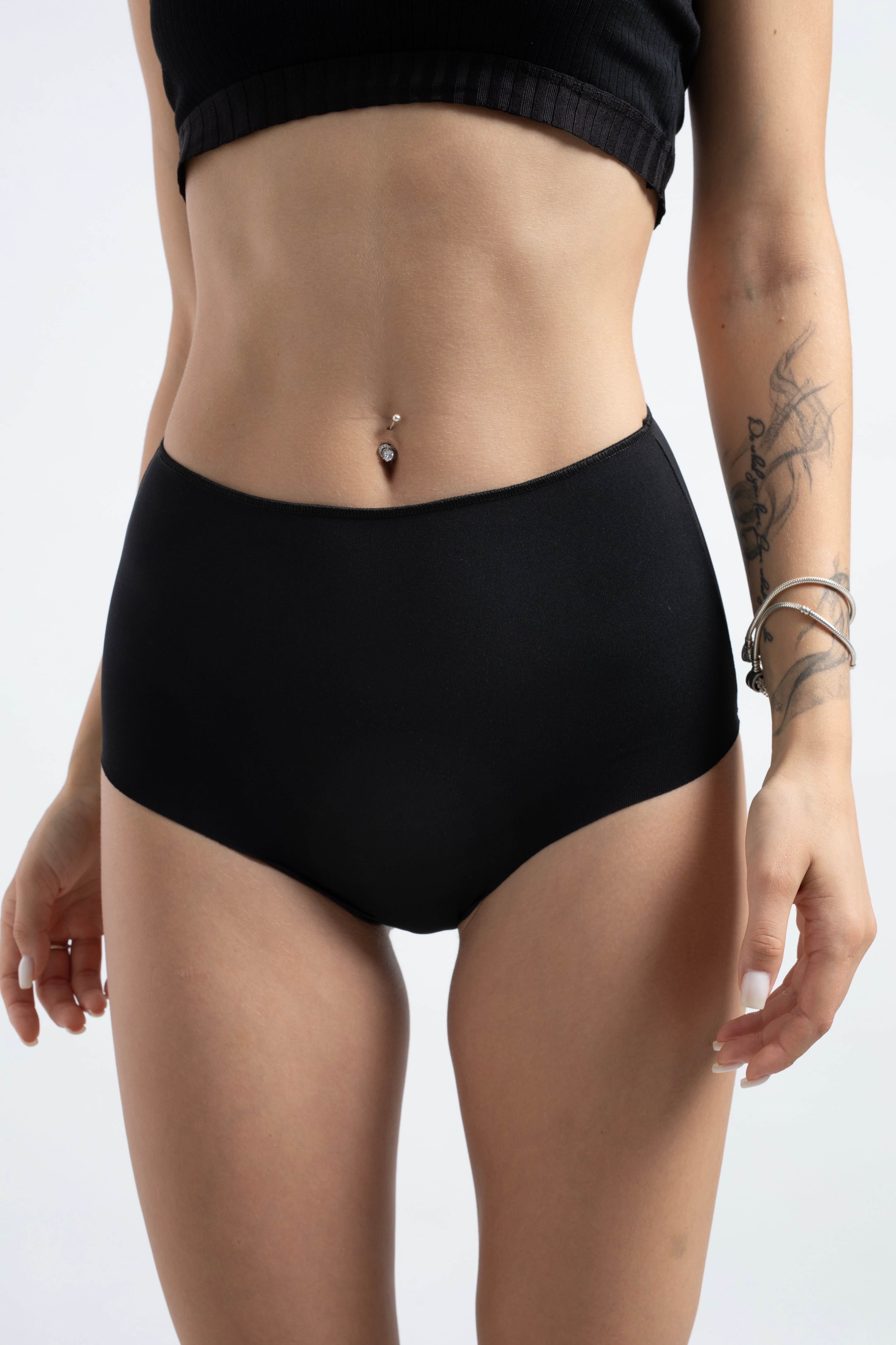 Lazer Kesim Yüksek Bel Cheeky Külot - 3'lü paket - Siyah