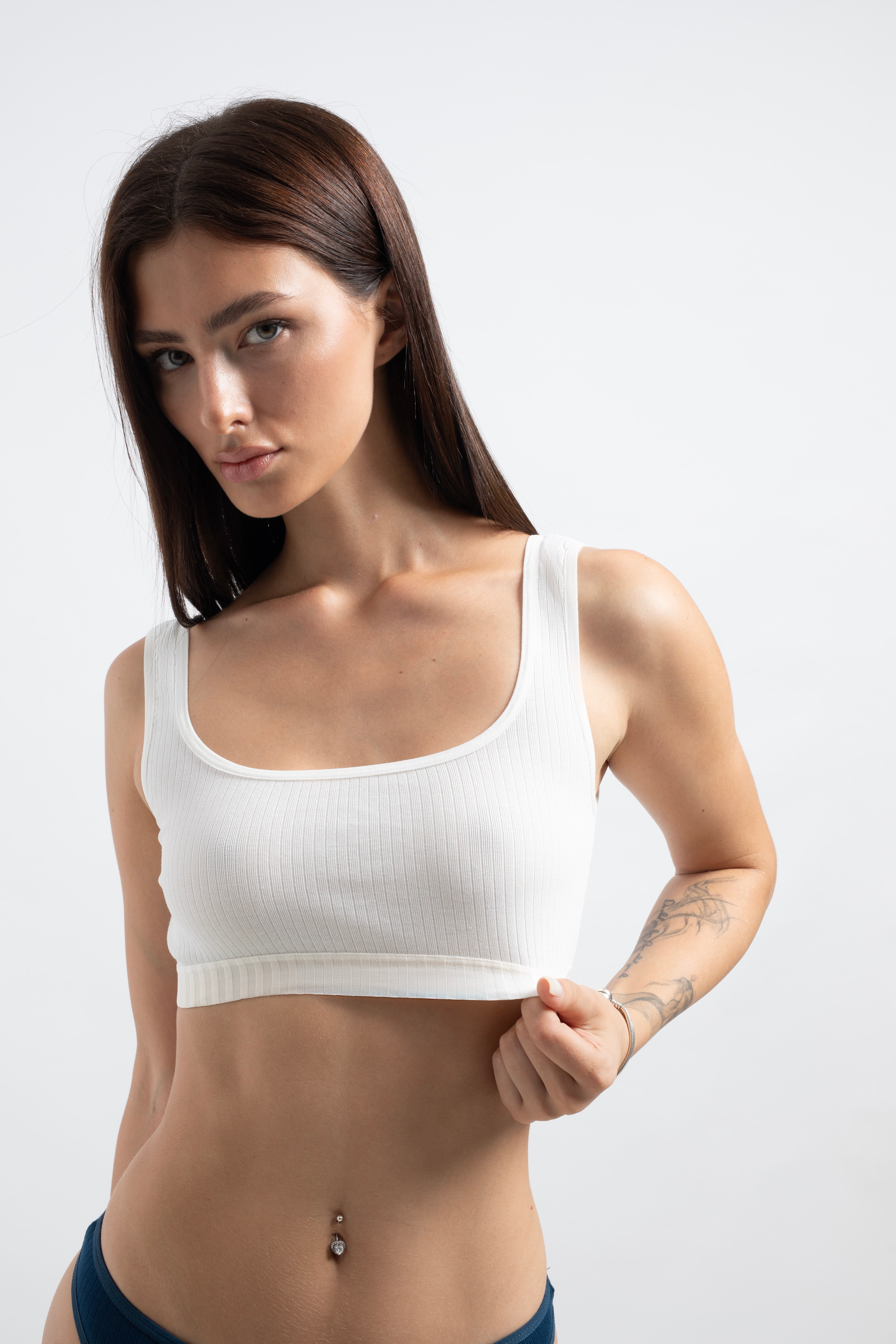 Crop - 2'li paket - Kahverengi, Beyaz