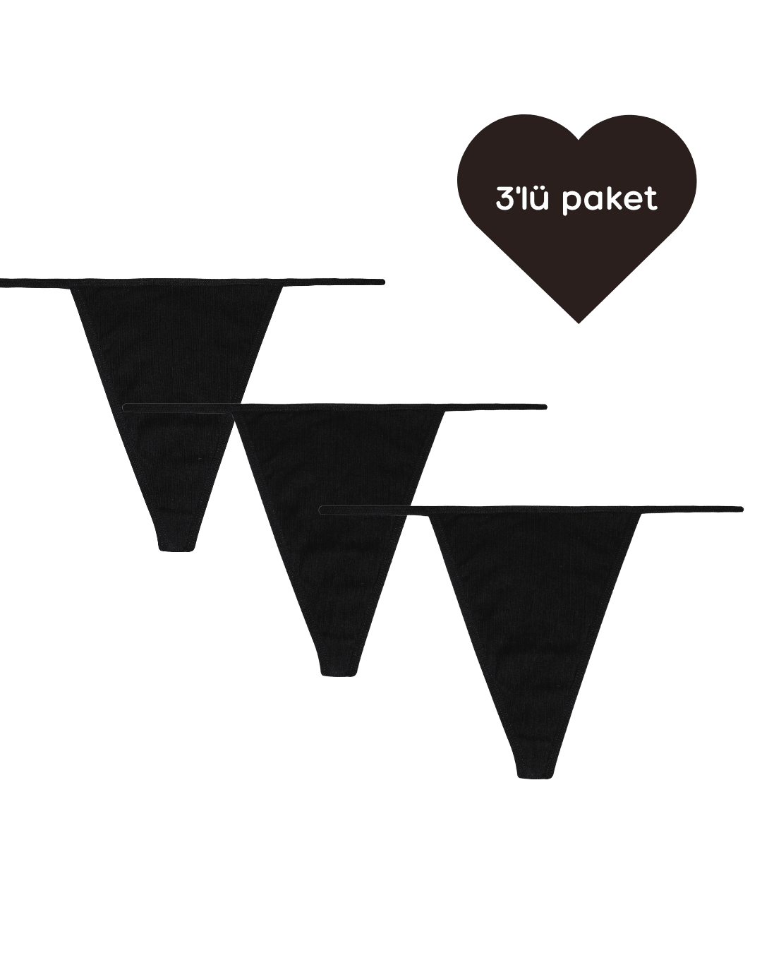 G-string - 3'lü paket - Siyah