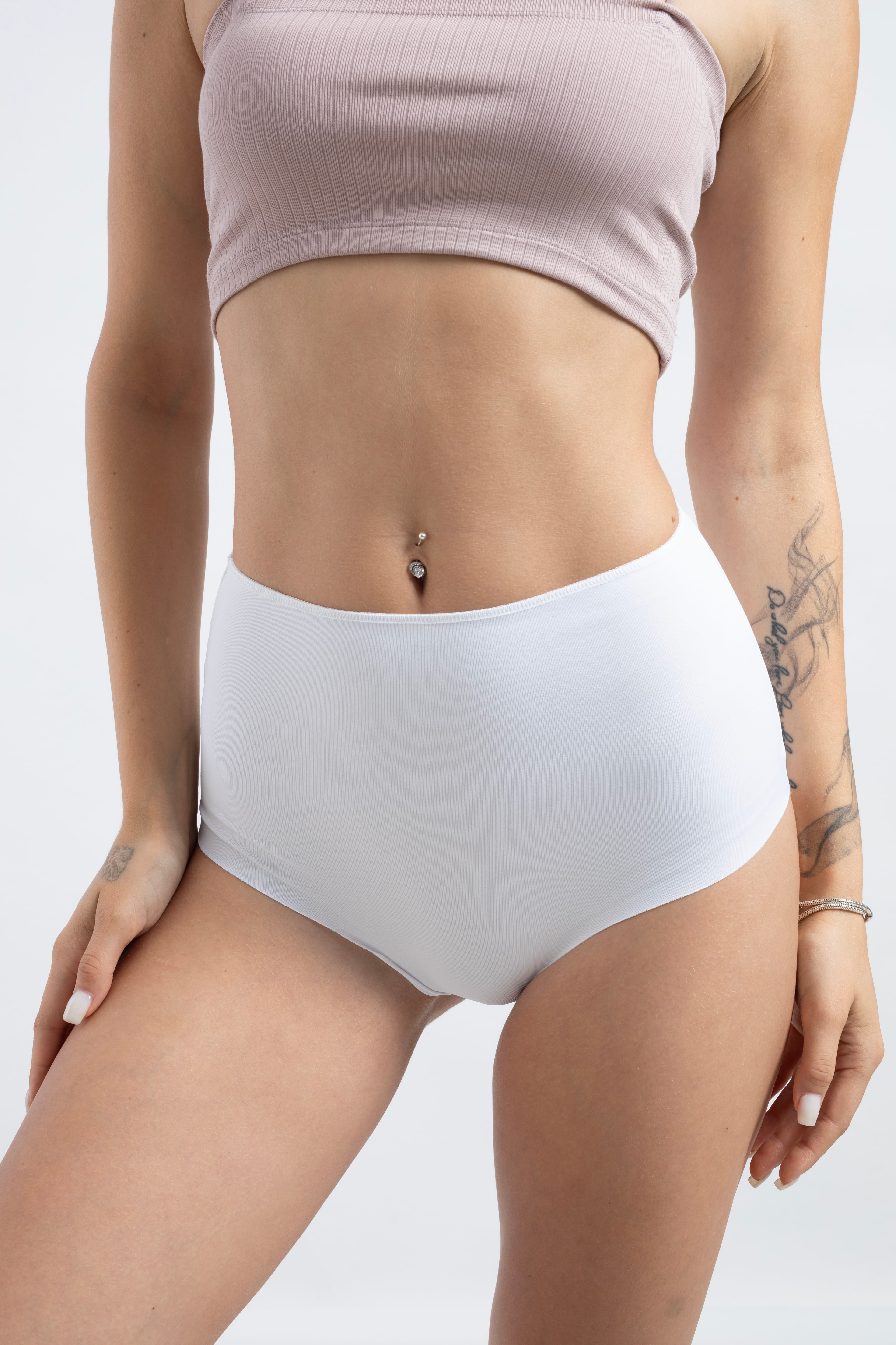 Lazer Kesim Yüksek Bel Cheeky Külot - 3'lü paket - Beyaz