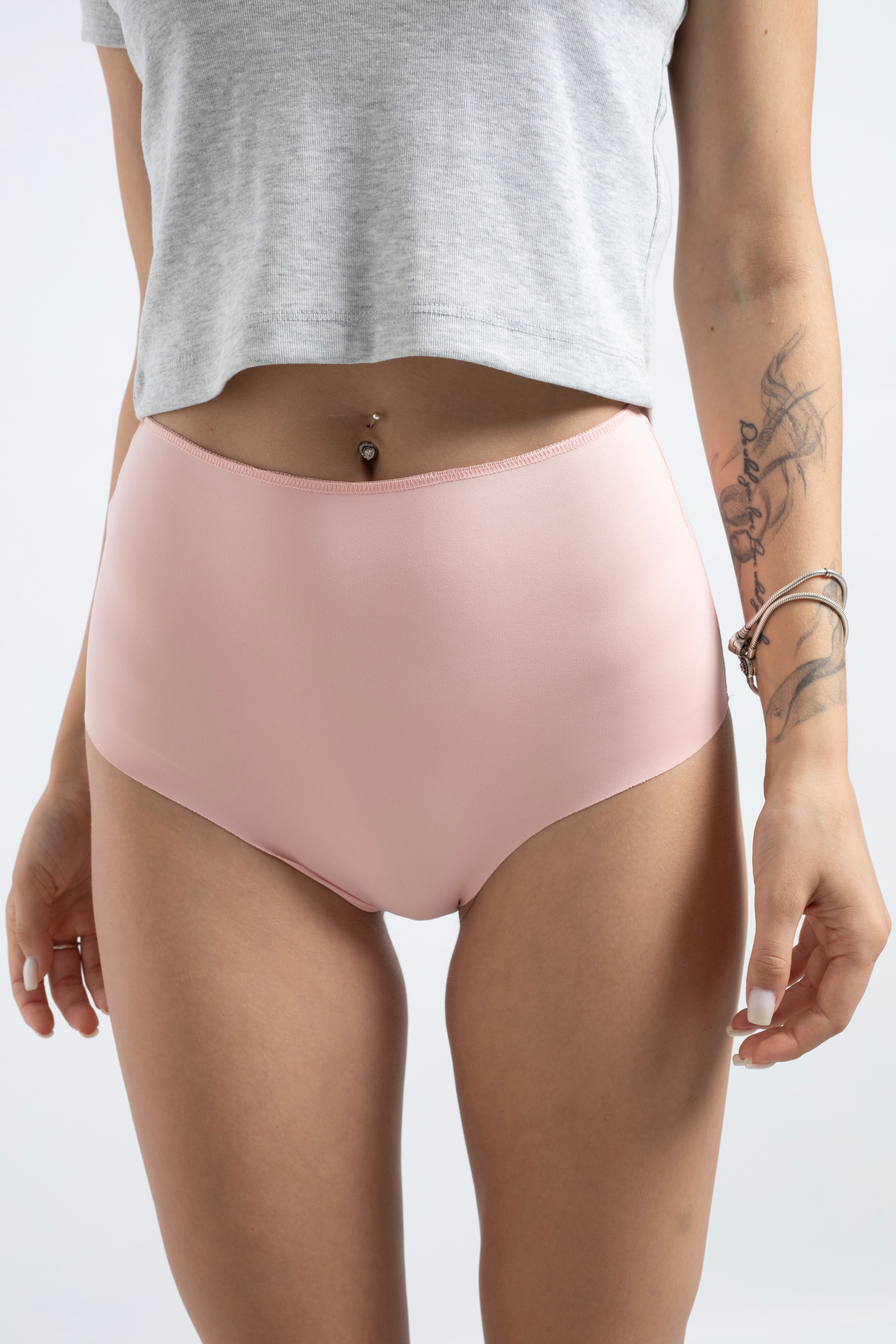 Lazer Kesim Yüksek Bel Cheeky Külot - 5'li paket - Kahverengi,Beyaz,Pembe