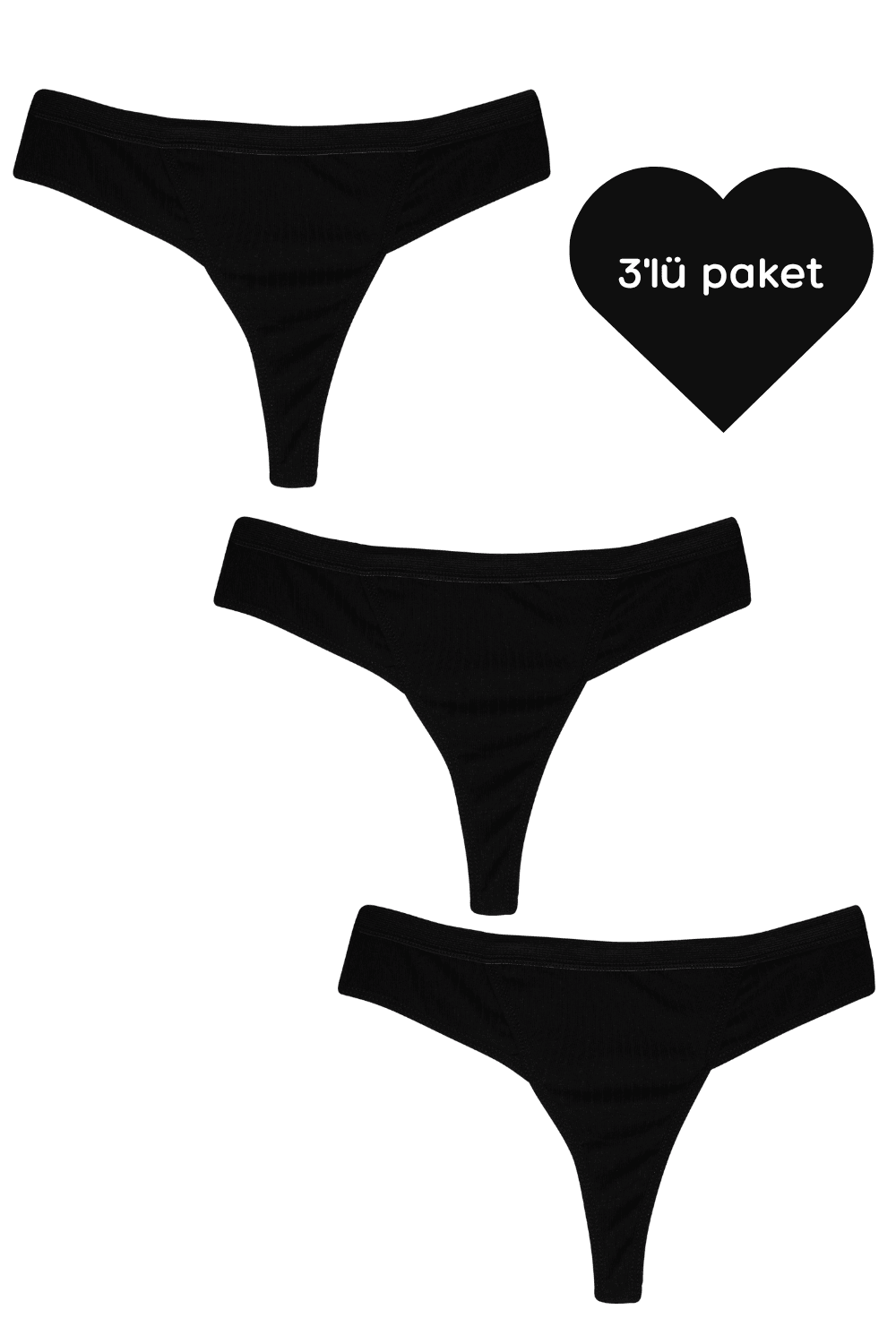 Spor Tanga - 3'lü paket - Siyah