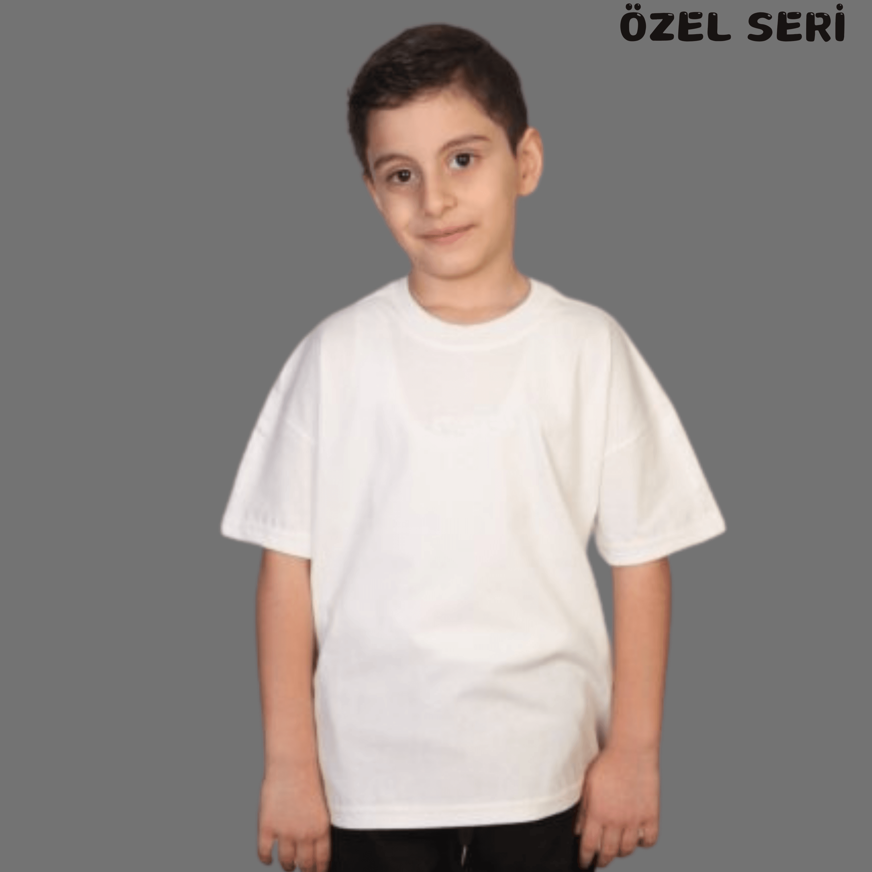 Bisiklet Yaka Nakışlı Oversize T-shirt Bebek Çocuk