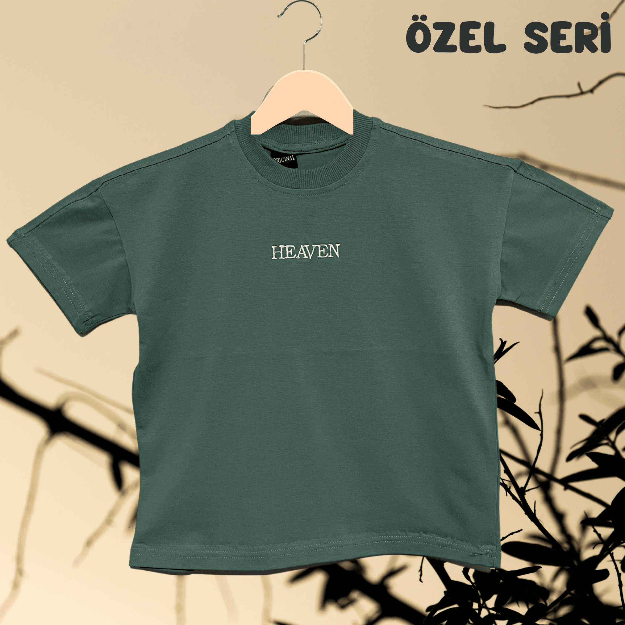 Bisiklet Yaka Nakışlı Oversize T-shirt Bebek Çocuk