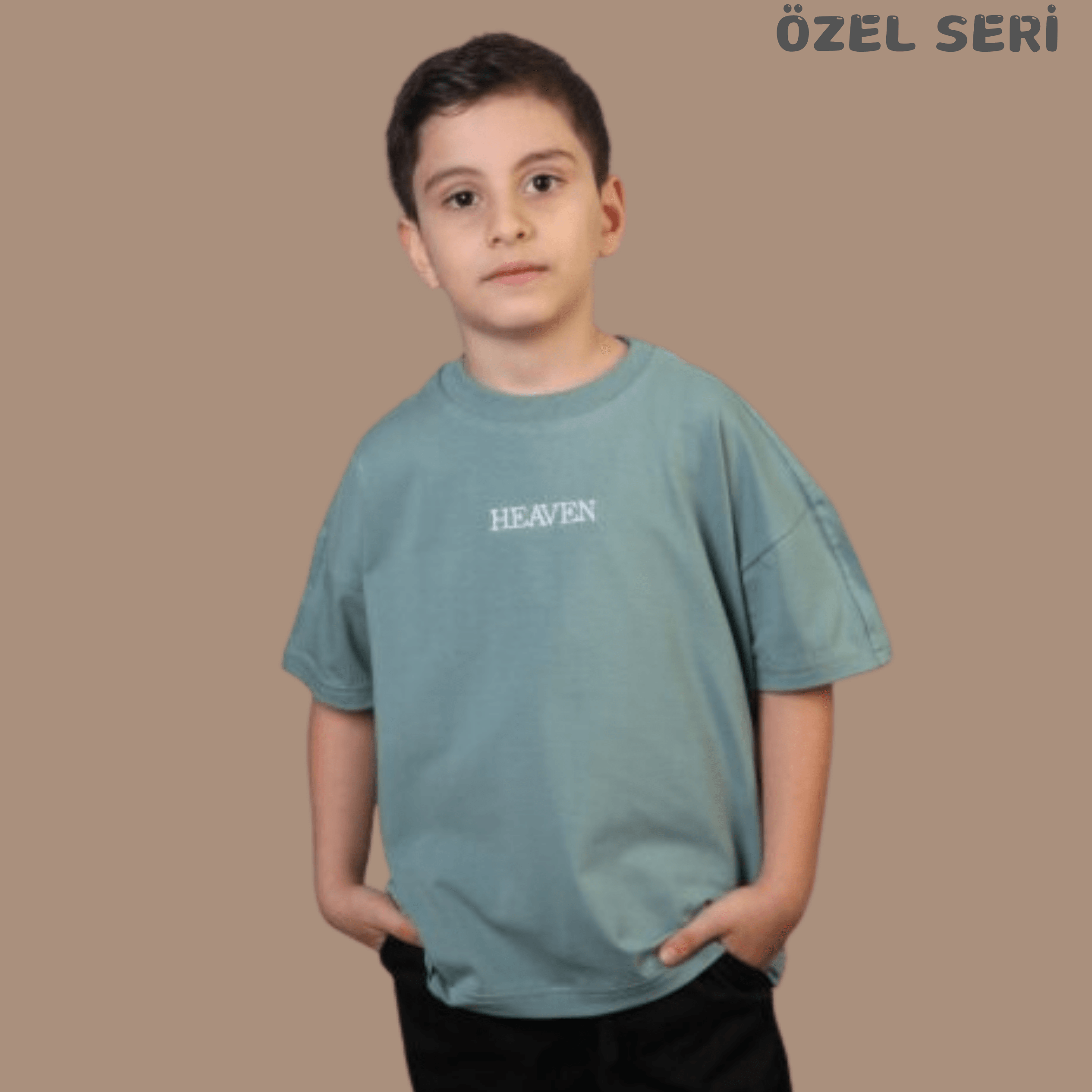 Bisiklet Yaka Nakışlı Oversize T-shirt Bebek Çocuk