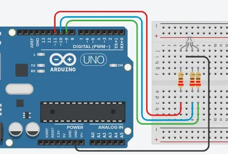 Arduino ile ortak anot 5mm RGB LED ve buton kontrol uygulaması