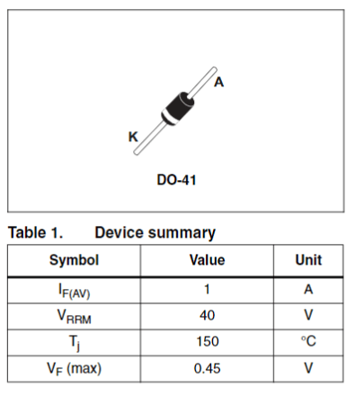 1N5819 1A 40V Schottky Diyot