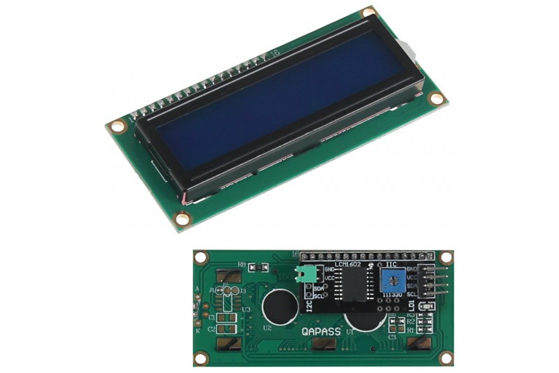 IIC/I2C Modüllü 2x16 Mavi LCD Ekran - Lehimli