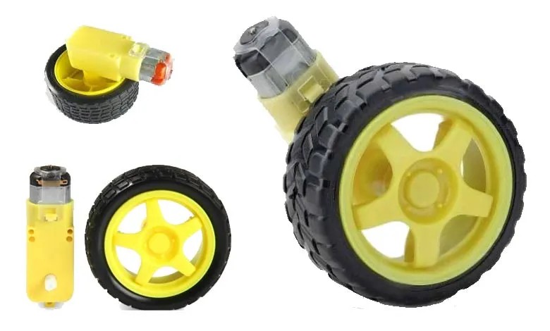 6V 250RPM Redüktörlü Sarı Motor ve Tekerlek Seti - Sarı Motor + Teker