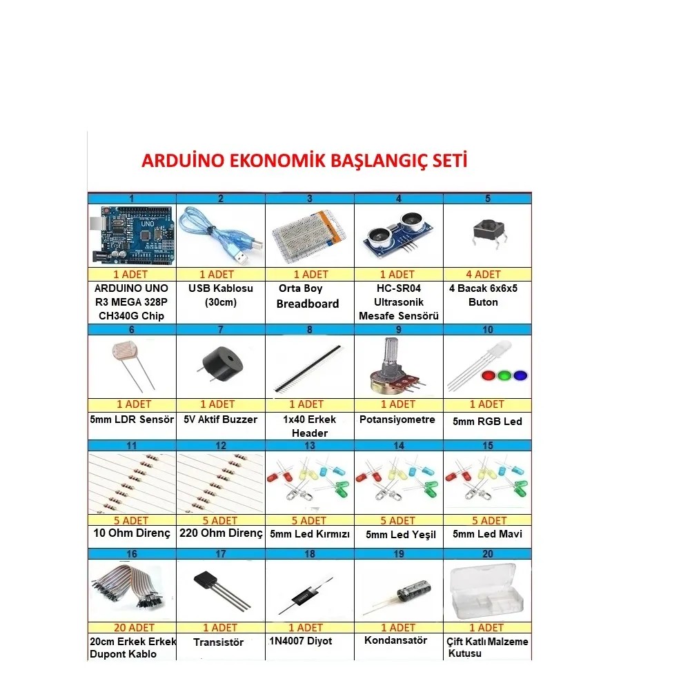 Arduino Uno Ekonomik Başlangıç Seti