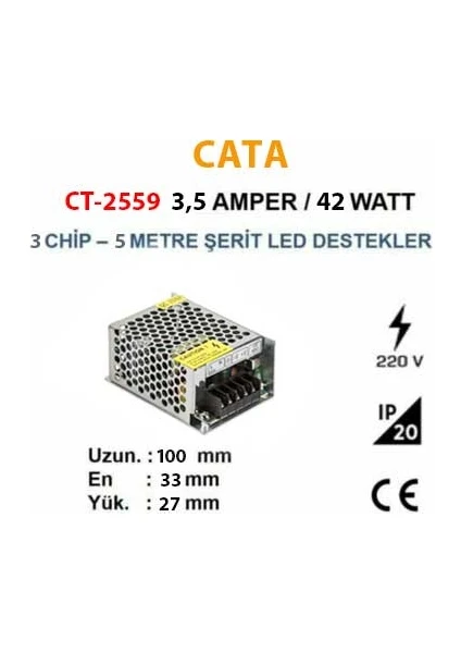 Cata 3,5A 42W Şerit LED Trafosu CT-2559 3çip
