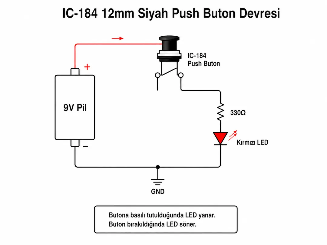 IC-184 push buton örnek uygulama devresi