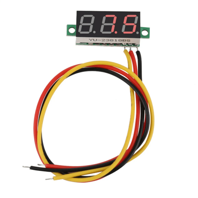 Dijital Mini Voltmetre Dc 0v-100v Gerilim - Voltaj Ölçer 3 Kablo