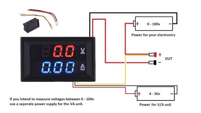 Dijital Voltmetre Ampermetre Dual DC 0V-100V 10A