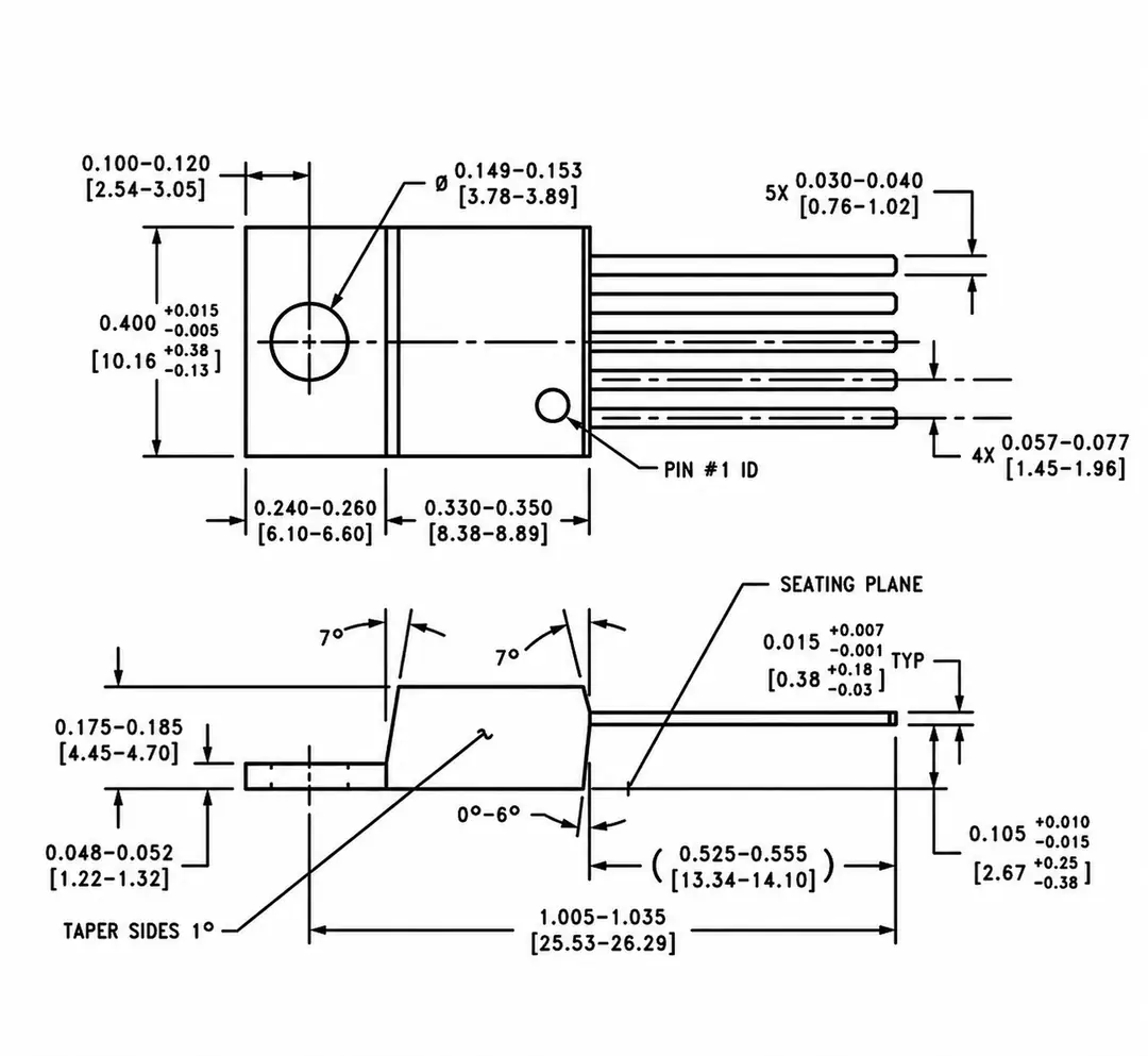LM2576HVT-12 TO-220-5 pin dizilimi ve mekanik gövde ölçüleri