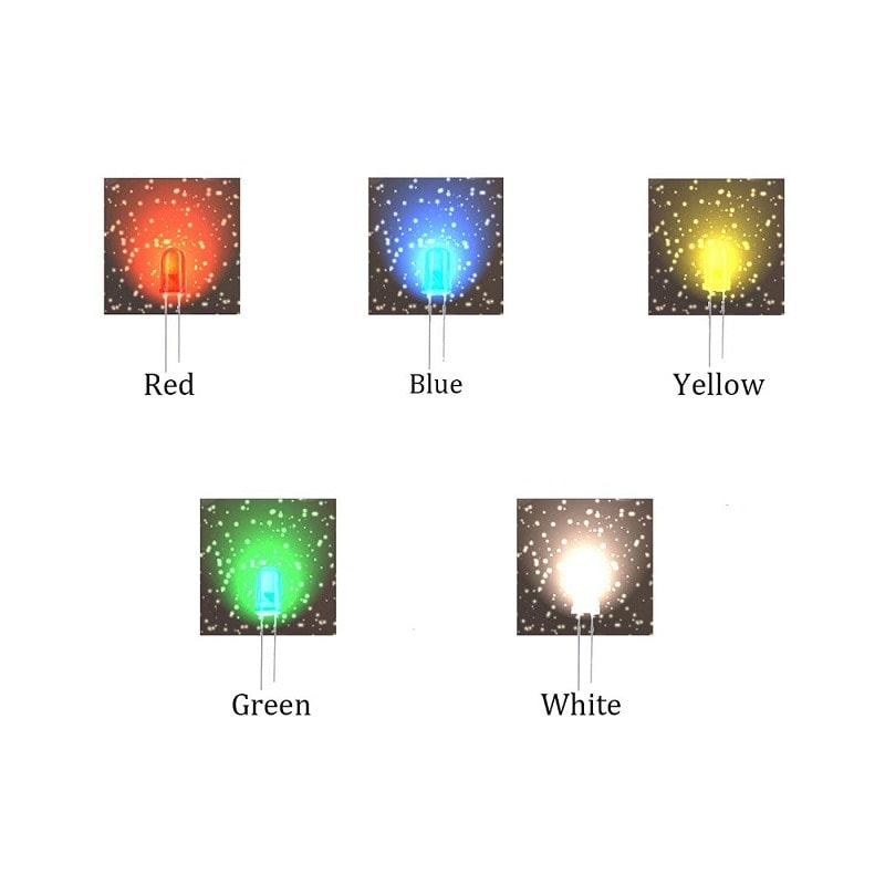 5mm Karışık Renklerde Led Diyot - 5 Farklı Renk - 100 Adet