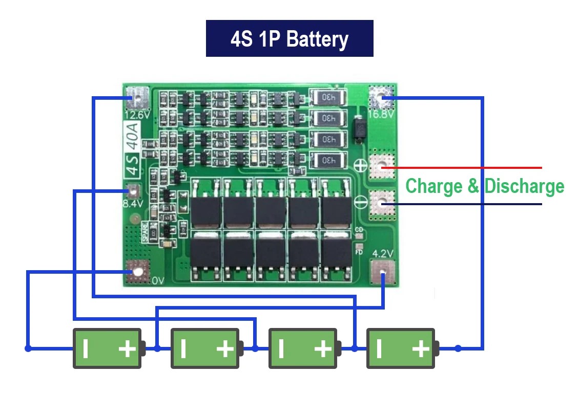 4s Bms 40a Matkap Uygun Balanslı 16.8v 4 Pil 18650 Lityum Batarya Şarj Koruma Modülü 14.8v 16v
