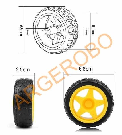 6V 250RPM Sarı Motor Uyumlu Tekerlek - Motor Tekeri
