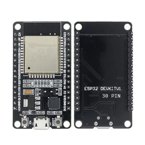 ESP32 DevKit V1 30 pin geliştirme kartı ön ve arka görünümü