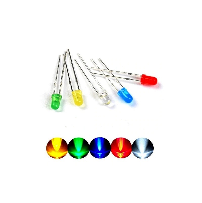 5mm Karışık Renklerde Led Diyot - 5 Farklı Renk - 100 Adet