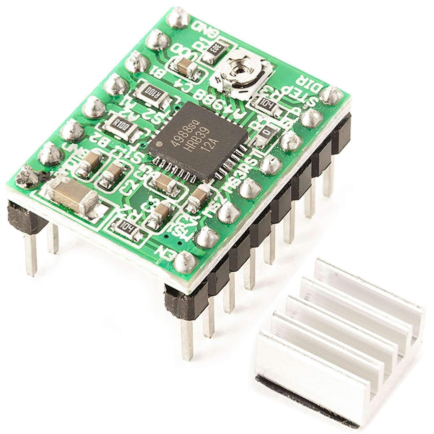 A4988 Step Motor Sürücü Kartı 2A Yeşil + Soğutucu