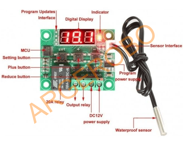 W1209 Dijital Röleli Termostat - Akvaryum Sıcaklık Kontrol Kartı