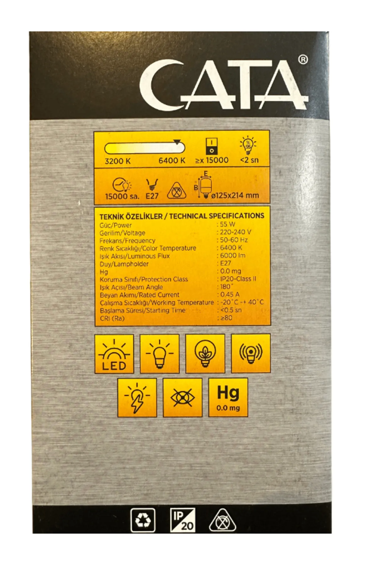 Cata Ct-4262 55 Watt Beyaz Işık Led Ampul