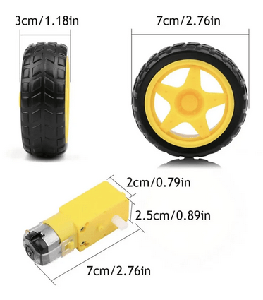 6V 250RPM Redüktörlü Sarı Motor ve Tekerlek Seti - Sarı Motor + Teker