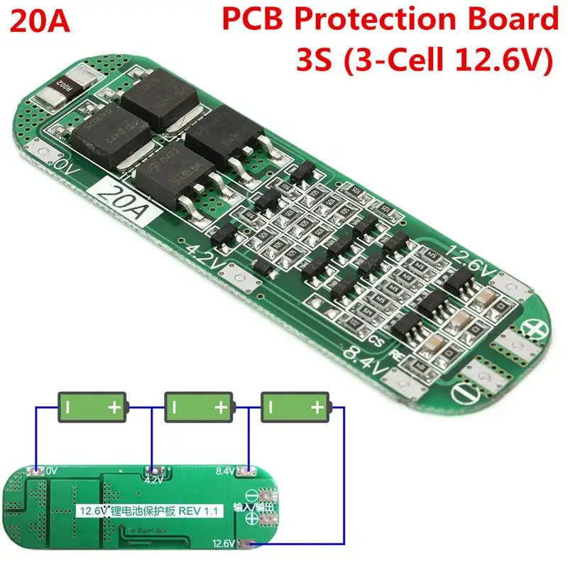 3S 20A BMS LiPo Pil Balans Devre Modülü