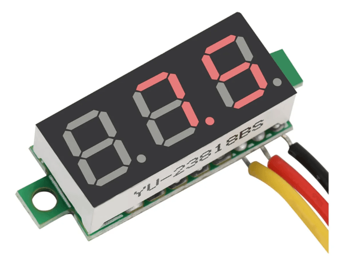 Dijital Mini Voltmetre Dc 0v-100v Gerilim - Voltaj Ölçer 3 Kablo