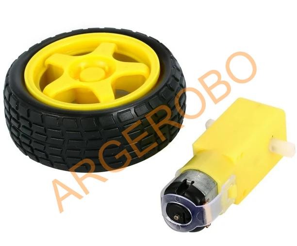 6V 250RPM Redüktörlü Sarı Motor ve Tekerlek Seti - Sarı Motor + Teker