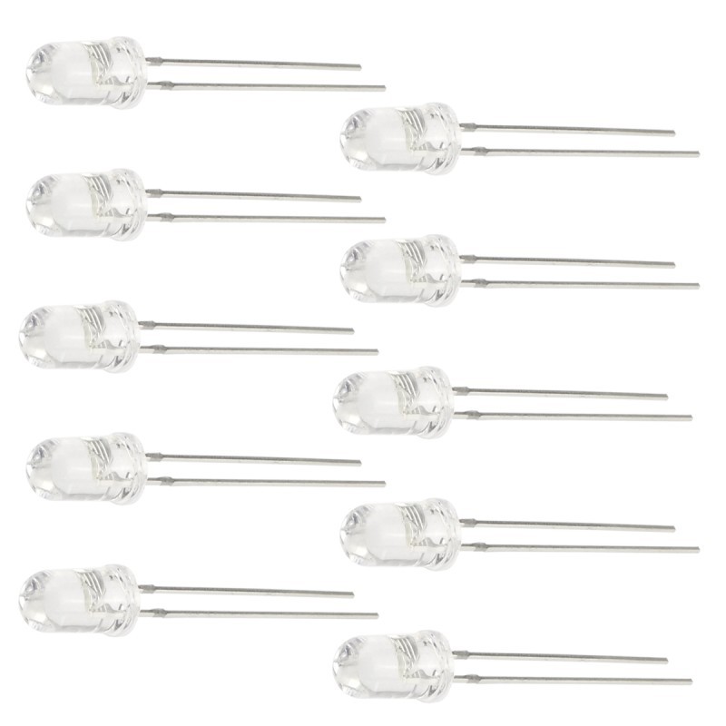5mm Beyaz Şeffaf Led Diyot - 10 Adet