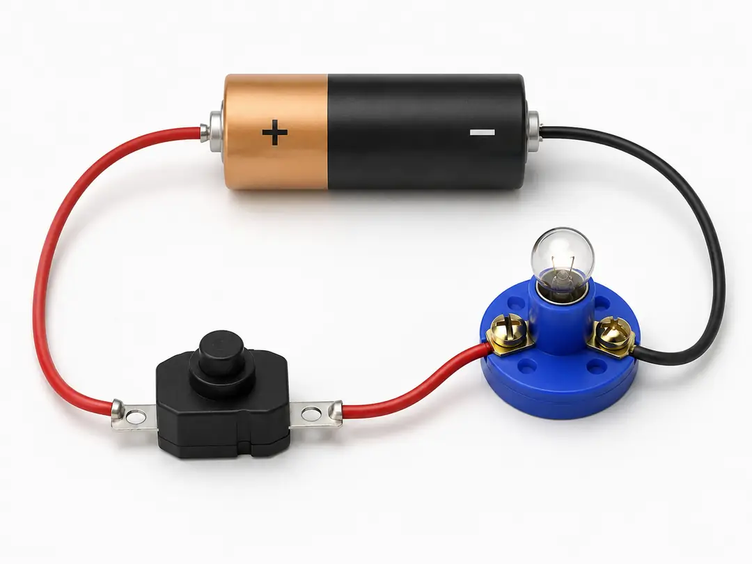IC-192B çıt çıt anahtar, mini ampul, duy ve pil ile basit ON OFF deney devresi