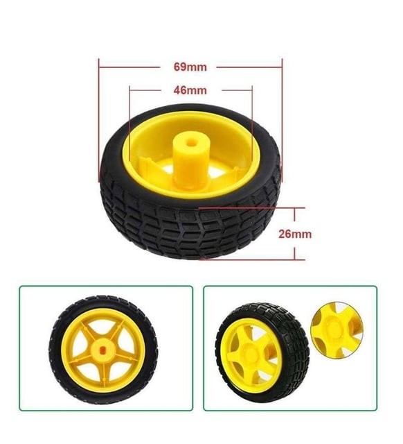 6V 250RPM Sarı Motor Uyumlu Tekerlek - Motor Tekeri