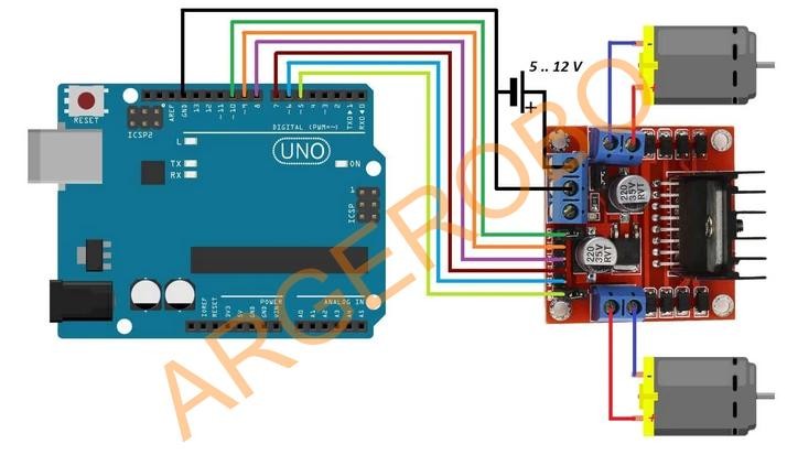 L298N Voltaj Regülatörlü Çift Motor Sürücü Kartı