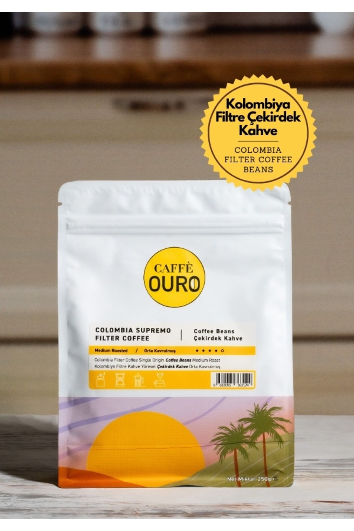 Kolombiya Supremo Filtre Kahve Orta Kavrulmuş Çekirdek Kahve 250g