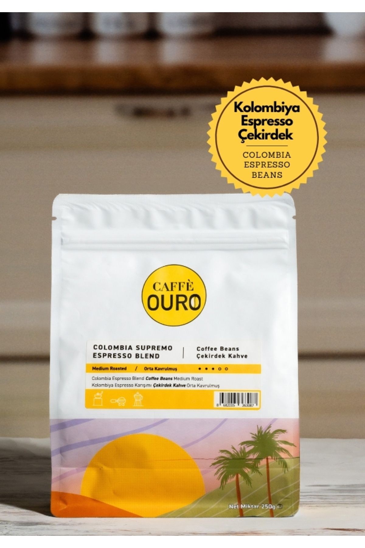 Kolombiya Supremo Espresso Orta Kavrulmuş Çekirdek Kahve 250g