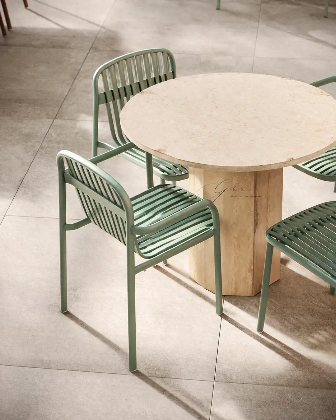 Traverten yemek masası — GioMarble doğal taş mobilya