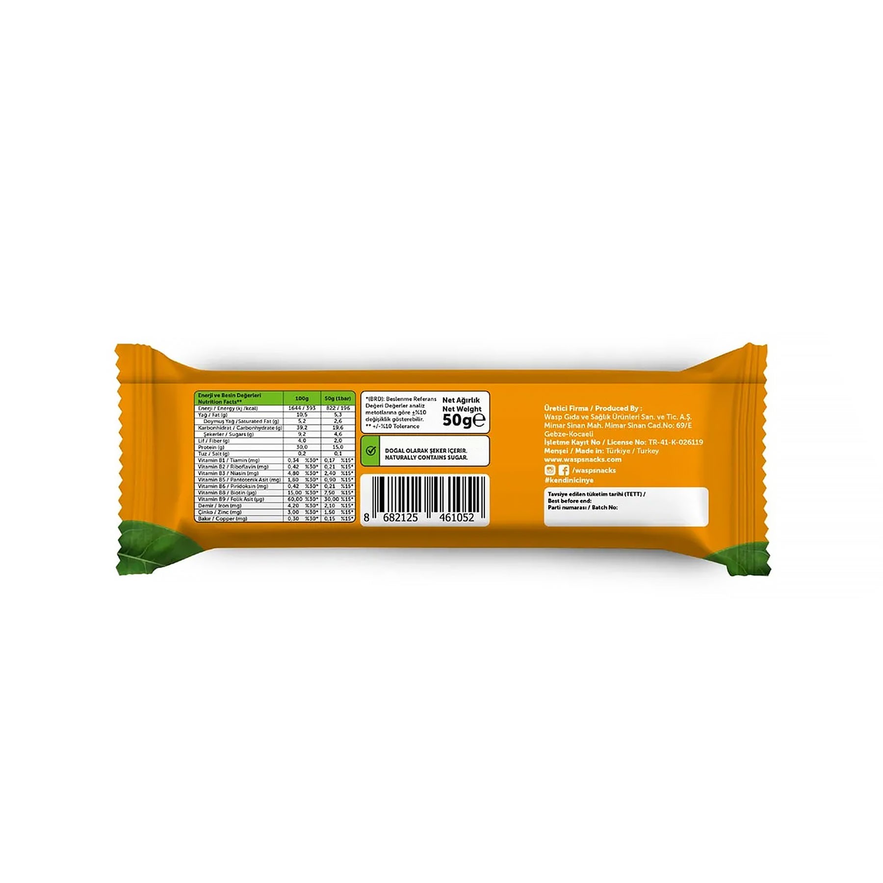 Yer Fıstıklı Yüksek Protein Bar 50g x 12 Adet