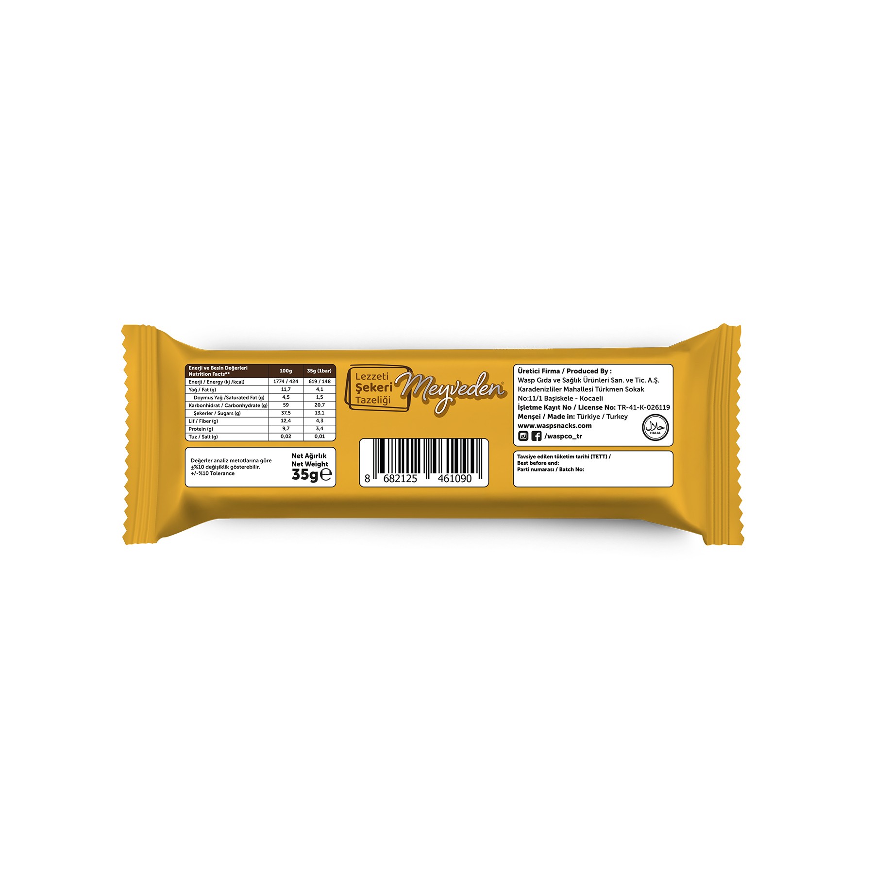 Bitter Çikolata Kaplı Muzlu ve Bademli Meyve Bar 35G x 12 Adet