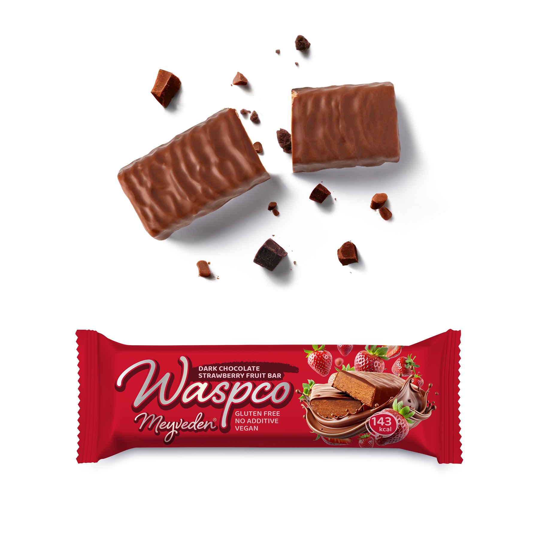 Bitter Çikolata Kaplı Çilekli Meyve Bar 35G x 12 Adet