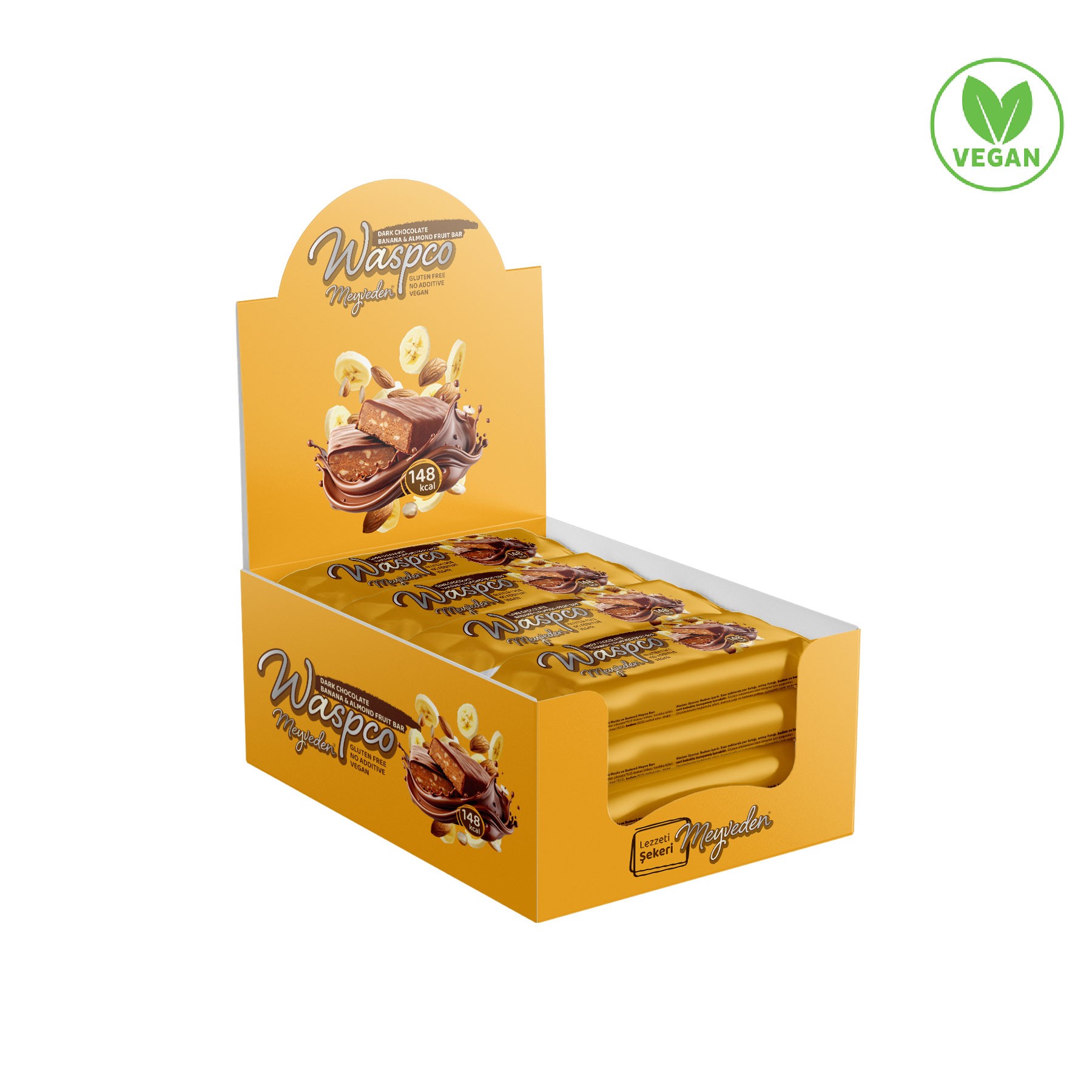 Bitter Çikolata Kaplı Muzlu ve Bademli Meyve Bar 35G x 12 Adet